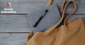 Pens, drinkware, tote bags, apparel, and tech accessories